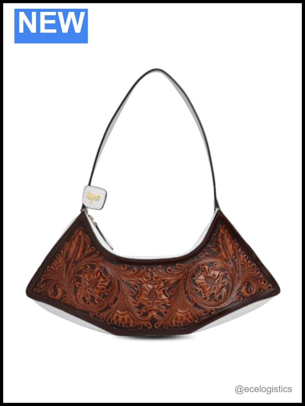 Hand-Tooled Full Grain Calfskin Leather Shoulder Bag Western Purse Bronze